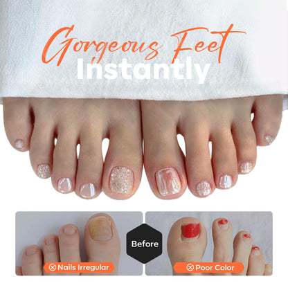 Toe Nail Tips Short Square Soft Gel Tips Squoval Fake Toe Nails Matte Full Cover