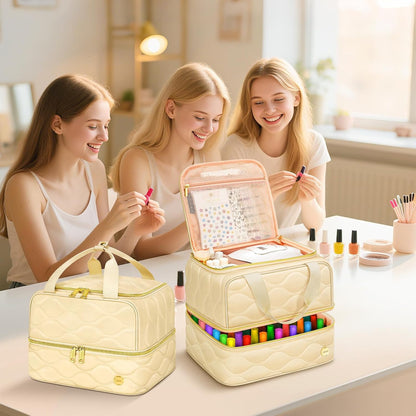 Nail Polish Organizer Case Holds 42+ Bottles (15Ml/0.5 Fl.Oz), 2-Layer Nail Kit