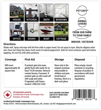 Multi-Surface Cleaner, Natural Peppermint Scent, Non-Toxic Spray for Home, Kitch