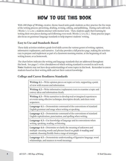 180 Days of Writing for Fourth Grade - an Easy-To-Use Fourth Grade Writing Workb