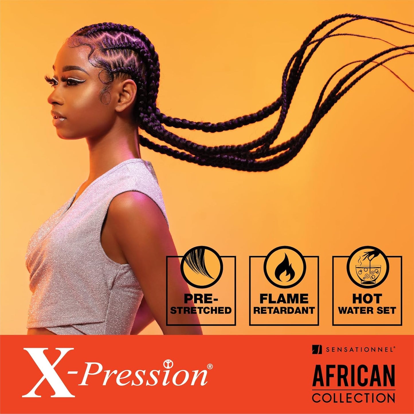 X-Pression Prestretched Braiding Hair - 3X Braid 58 Inch All Kanekalon Flame Ret