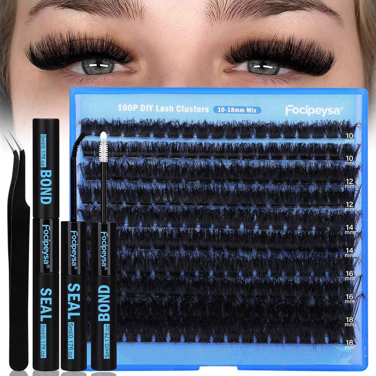 Thick Lash Extension Kit Full Lash Clusters 100P Eyelash Extension Kit DIY Lash