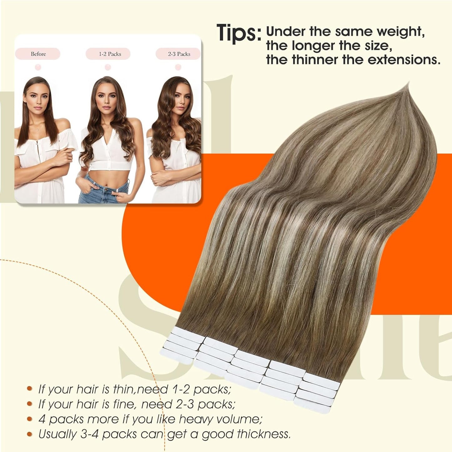 Ombre Tape in Hair Extensions Human Hair 12Inch Seamless Tape in Extensions 6/60