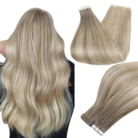 Tape in Hair Extensions 20Inch Tape in Extensions Color 19/8/60 Grey Fading to A