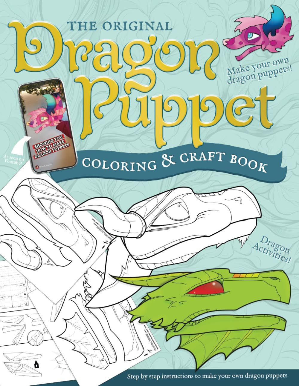 Original Dragon Puppet Coloring & Craft Book: Paper Dragon Puppet Making Kit fro
