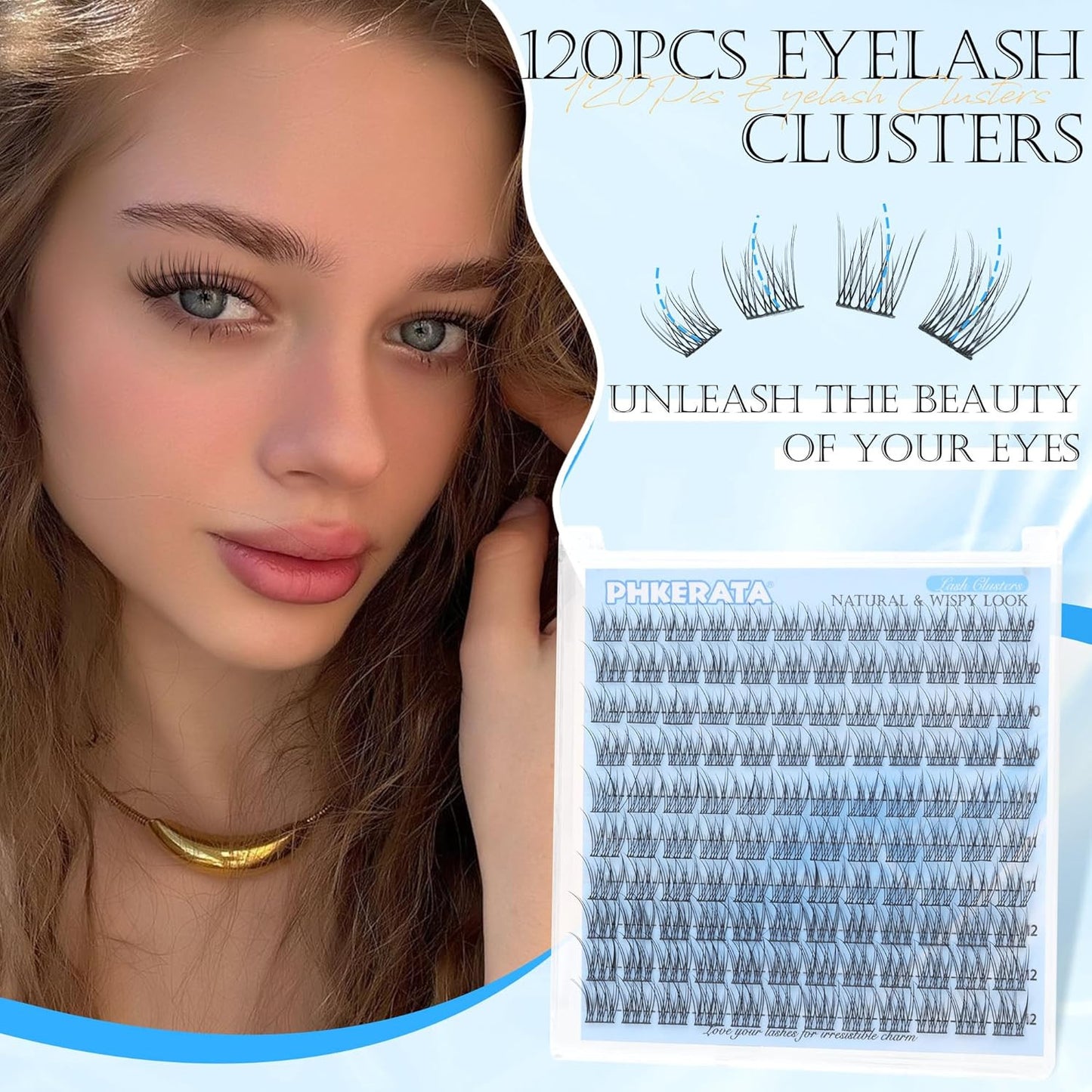 Natural Lash Clusters Wispy Cluster Eyelash Extensions 120 Pcs Individual Lashes