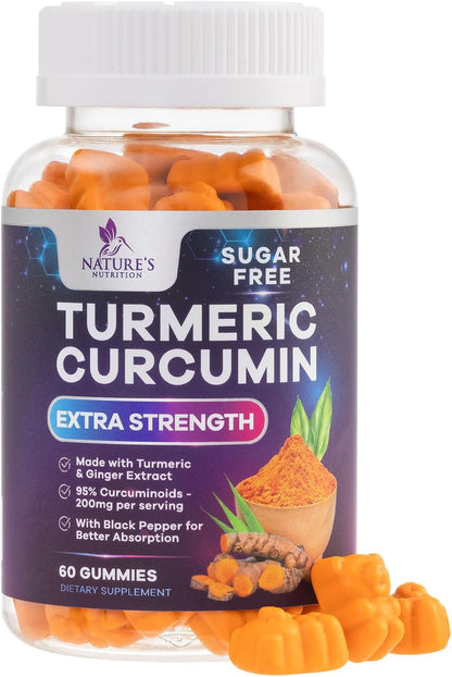 Turmeric Supplement Gummies Sugar Free - Turmeric Curcumin and Ginger Gummies wi