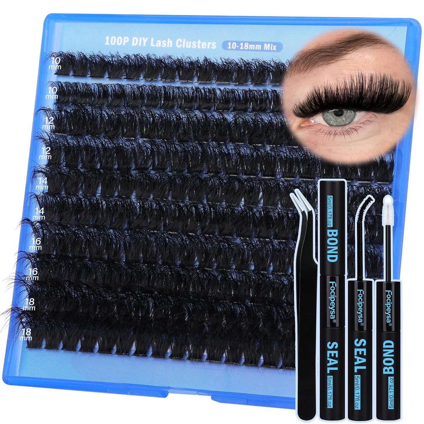 Thick Lash Extension Kit Full Lash Clusters 100P Eyelash Extension Kit DIY Lash