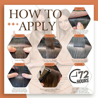 Tape in Hair Extensions Human Hair Color 10P613 Golden Brown Highlighted Bleach