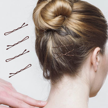 220 Count Mini Wavy 1.38 Inch Bobby Pins Brown,  Small Hair Bobby Pins with Stor