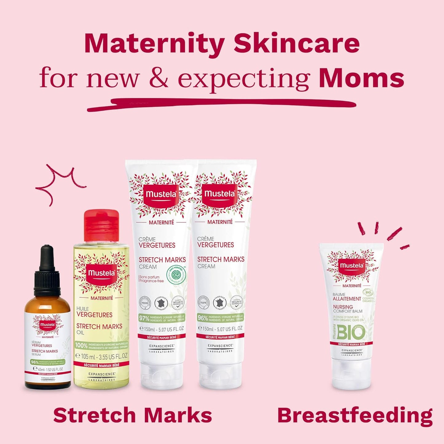 Mustela Maternity Stretch Marks Cream for Pregnancy - Natural Skincare Massage M