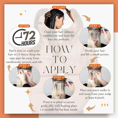 Tape in Hair Extensions Real Human Hair 14Inch Balayage Color 18 Ash Blonde Fadi