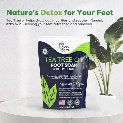 Tea Tree Oil Foot Soak with Epsom Salt - for Toenail Repair, Athletes Foot, Soft