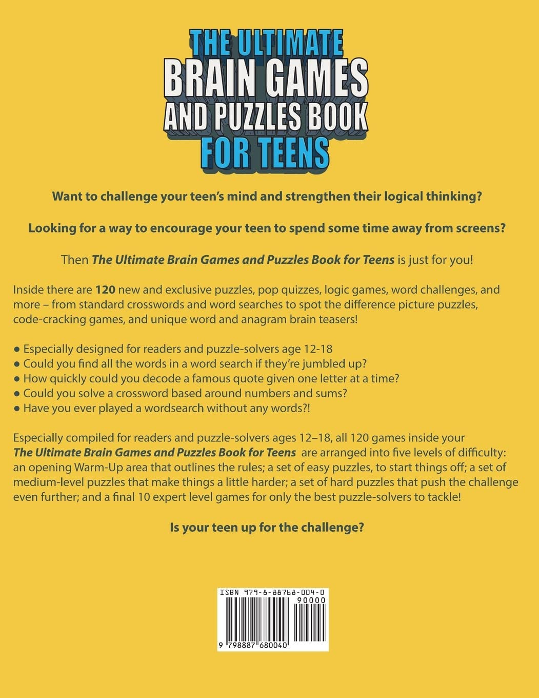 The Ultimate Brain Games and Puzzles Book for Teens: Tricky but Fun Brain Teaser