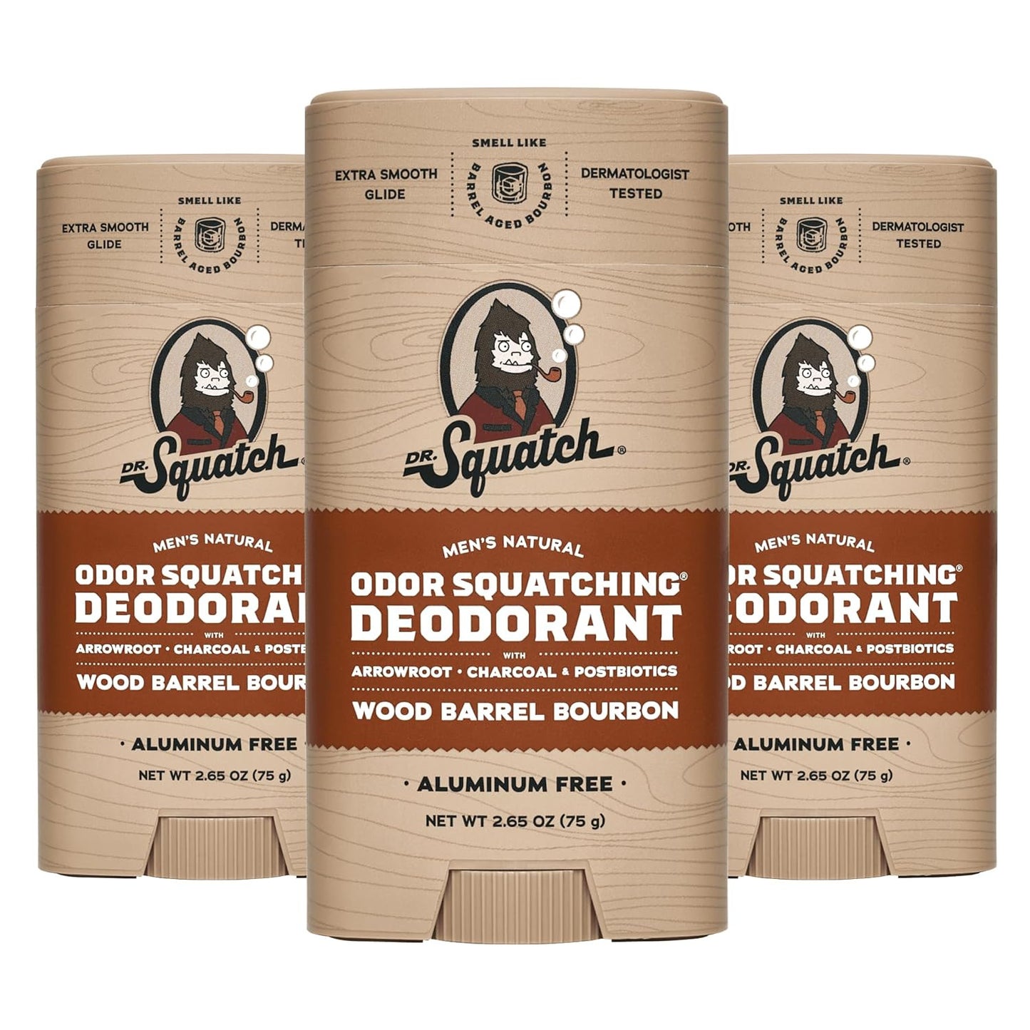 Natural Deodorant for Men 3 Pack Wood Barrel Bourbon – Odor-Squatching Men'S Deo