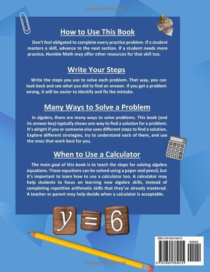 Algebra for Beginners: with Answers (Step-By-Step Answer Key) | Middle School /