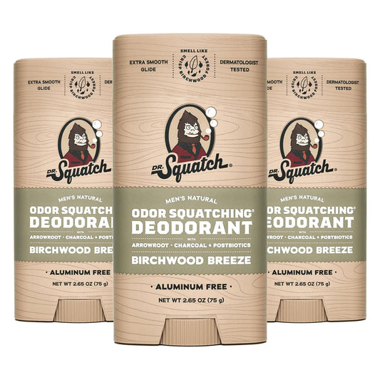 Natural Deodorant for Men - Odor-Squatching Aluminum Free - Birchwood Breeze (2.