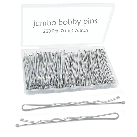 220PCS 2.76 Inch Silver Bobby Pins for Women, Large Bobby Pins with Box, Reusabl