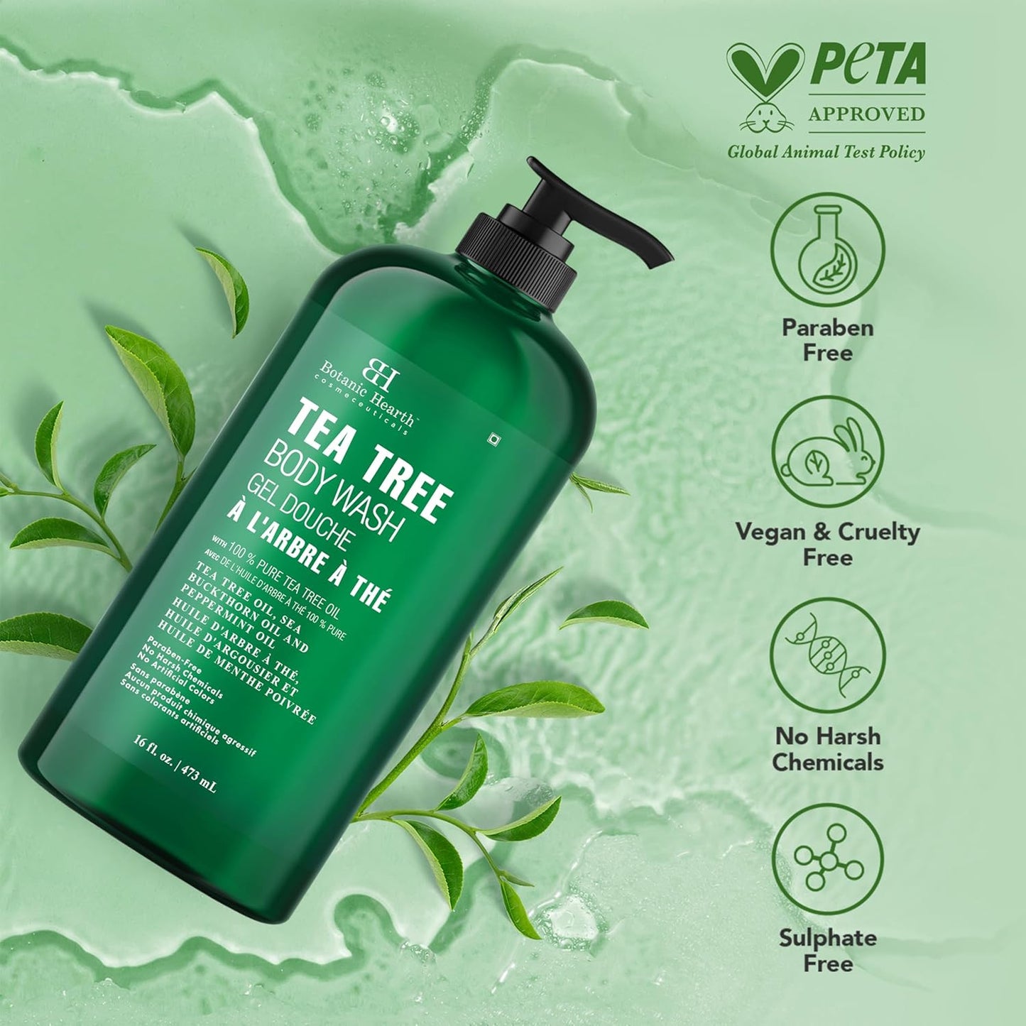 Tea Tree Body Wash | 16 Fl Oz | Helps Soothe Itchy, Dry Skin, Antifungal Body Wa