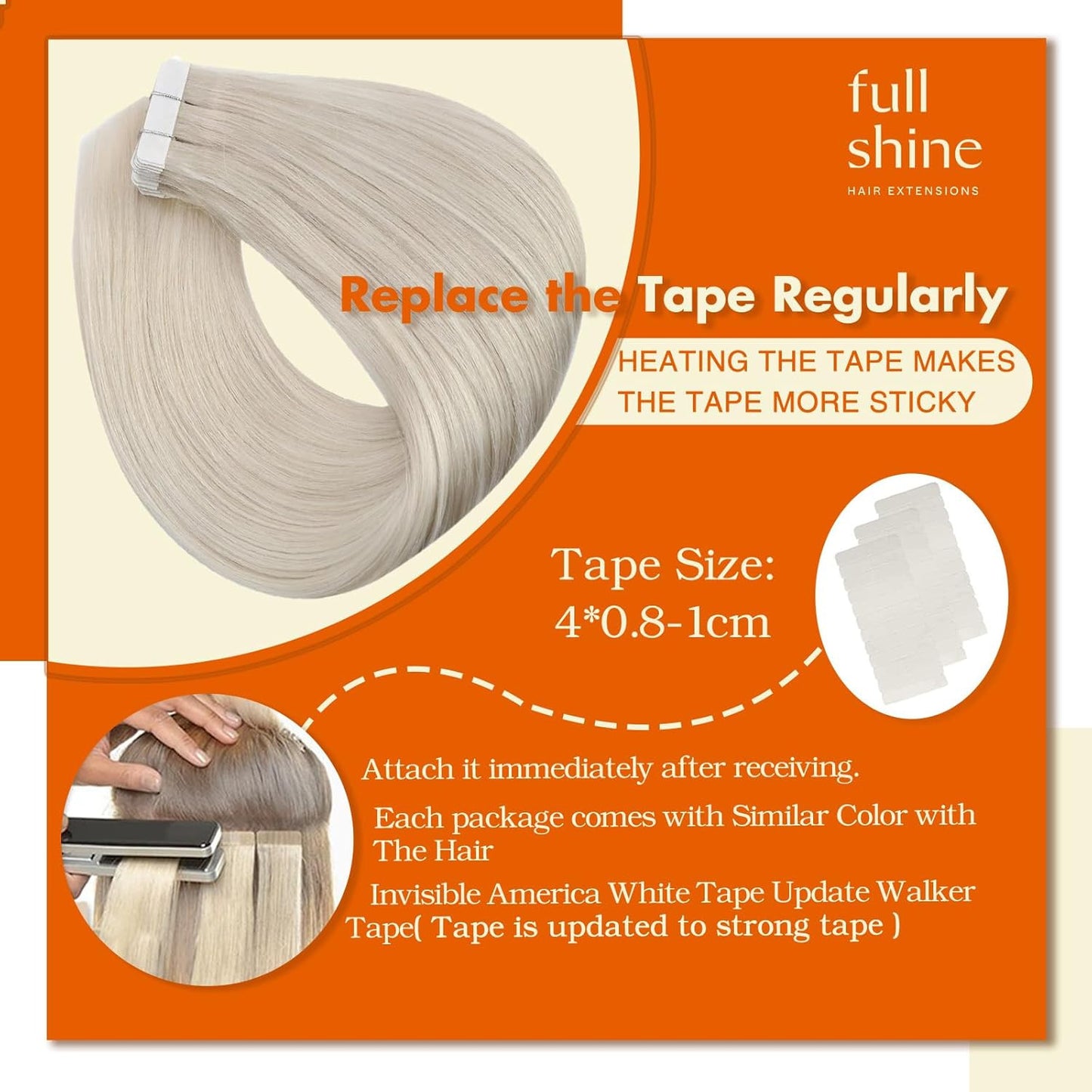 Tape in Hair Extensions Seamless Hair Extensions Tape in Color 1000 Blonde Glue