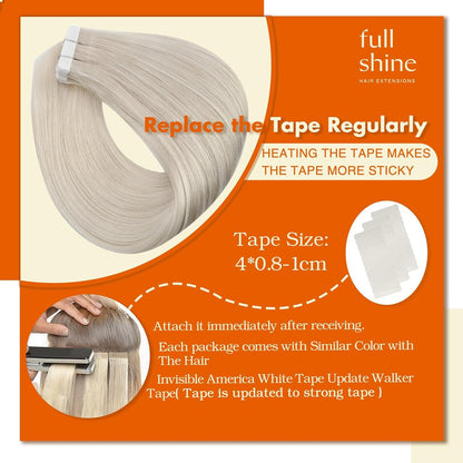 Tape in Hair Extensions Seamless Hair Extensions Tape in Color 1000 Blonde Glue