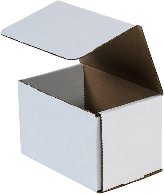 White Corrugated Cardboard Mailing Boxes, 6" X 4" X 4" (Pack of 50) Crush-Proof