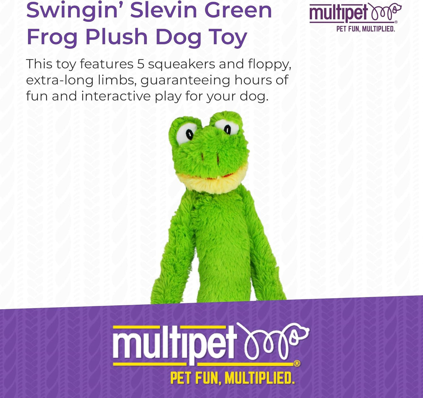 Swingin' Slevin Frog Dog Plush Toy - Squeaky Dog Toy for All Dogs - Extra Soft P