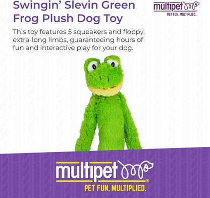 Swingin' Slevin Frog Dog Plush Toy - Squeaky Dog Toy for All Dogs - Extra Soft P