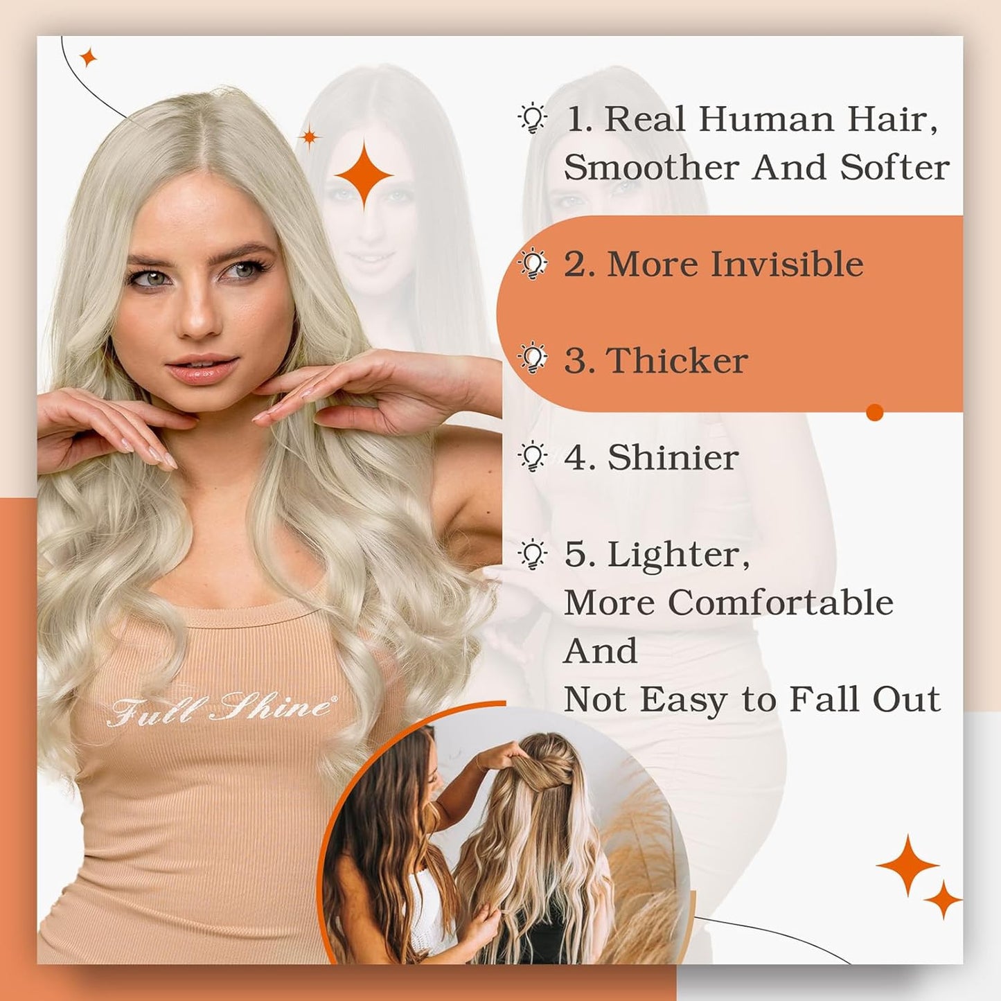 Tape in Hair Extensions 18 Inch PU Tape Hair Extensions Color 613 Blonde Remy Hu