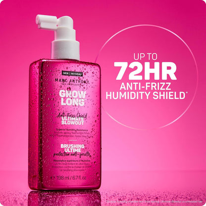 Anti-Frizz Shield Ultimate Blowout Spray, Grow Long - Smooth, Shiny Hair in High