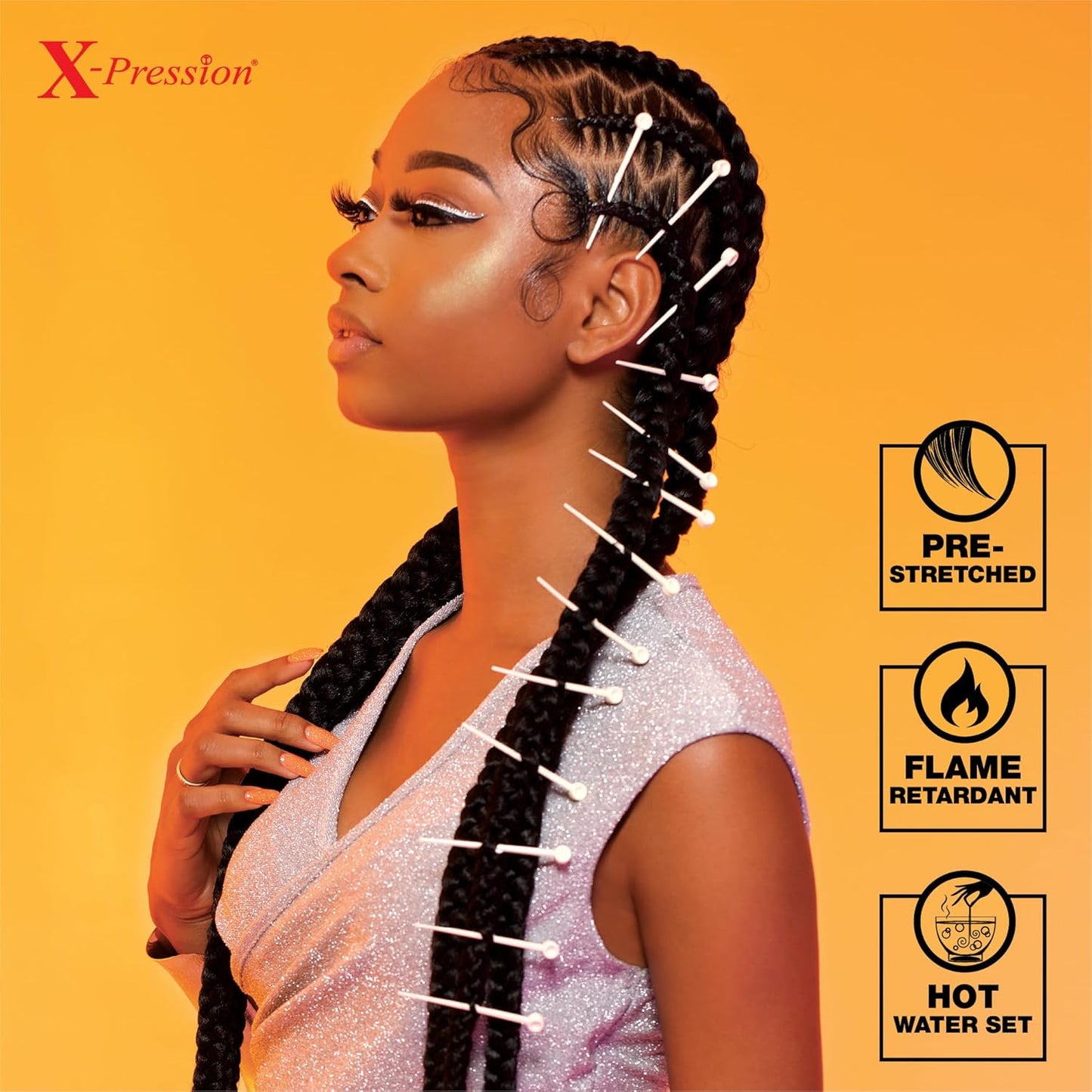 X-Pression Prestretched Braiding Hair - 3X Braid 58 Inch All Kanekalon Flame Ret