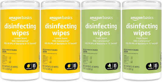 Wipes, Lemon & Fresh Scent, Sanitizes/Cleans/Deodorizes, 340 Count (4 Packs of 8