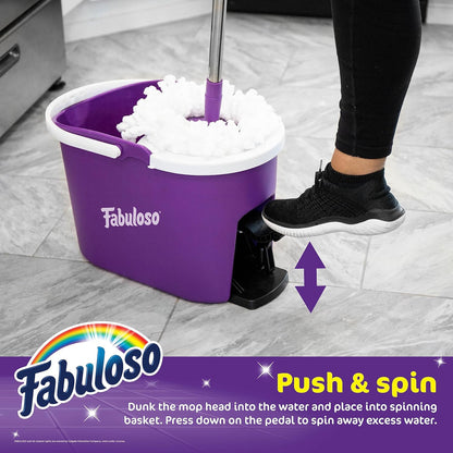 Spin Mop and Bucket, Hands-Free Wringing Spin Bucket - Machine Washable and Repl