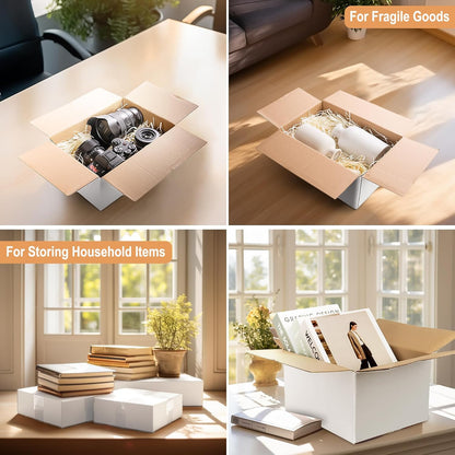 10 Pack 10X7X5 White Cardboard Shipping Boxes, Medium Mailing Boxes for Small Bu