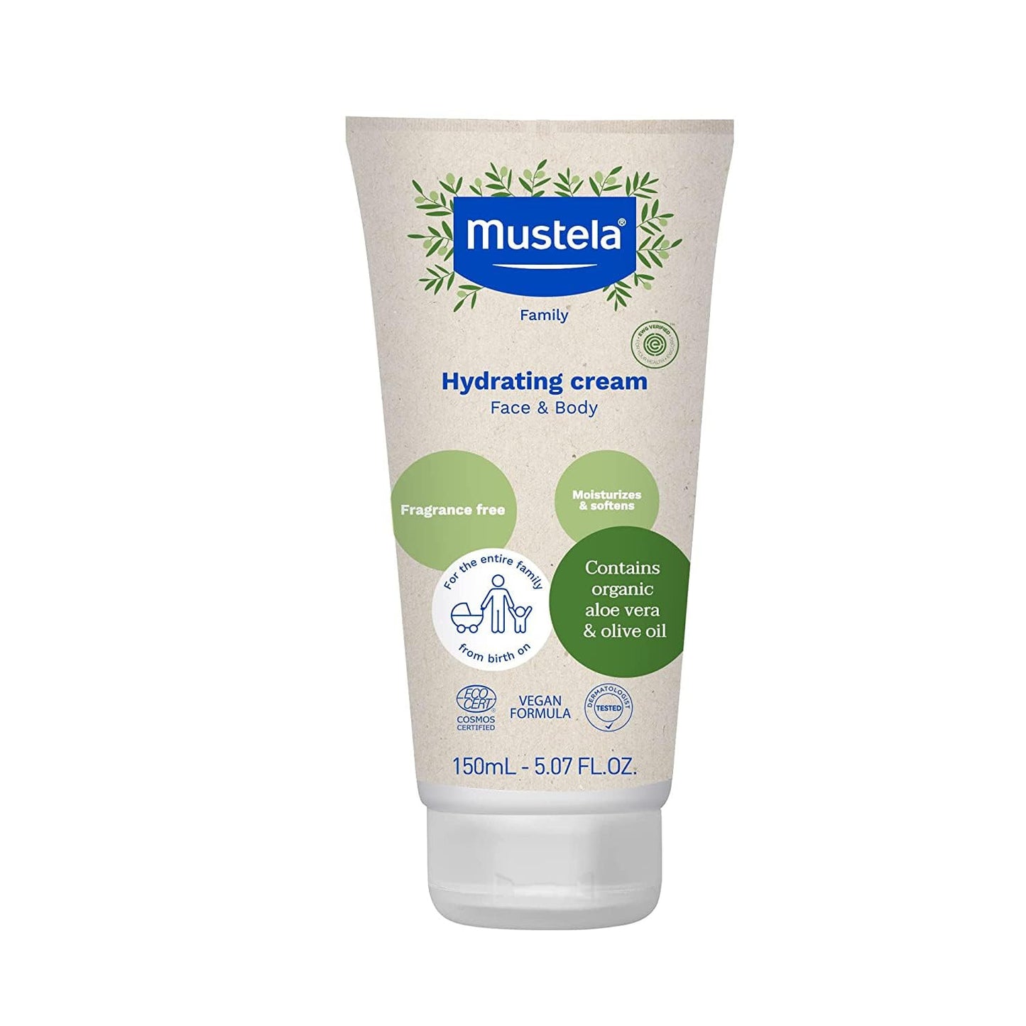 Mustela Certified Organic Hydrating Cream - Natural Body Lotion W/ Olive Oil, Al
