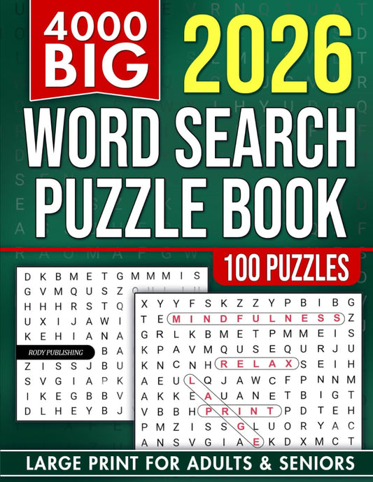 4000 Big Word Search Book for Adults and Seniors with 100 Puzzles: Large Print W