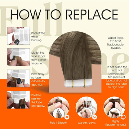 Tape Ins Human Hair Extensions Color 7 Brown Fading to 1000 Blonde and 7 Tape in
