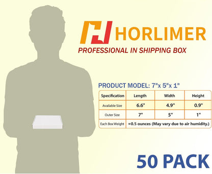 7X5X1 Inches Shipping Boxes Set of 50, White Corrugated Cardboard Box Literature