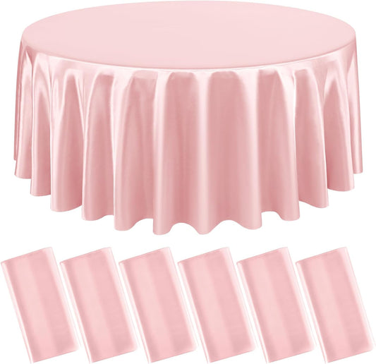 6 Packs Satin Tablecloth 120 Inch Rose Gold round Table Cloth Silk Tablecloth Sm
