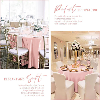 6 Pack Rose Gold round Tablecloth, 120 Inch Rose Gold Satin Fabric Tablecloth fo