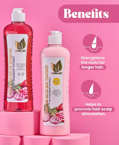Onion Biotin and Rosemary Shampoo & Treatment Set for Stronger, Thicker and Long