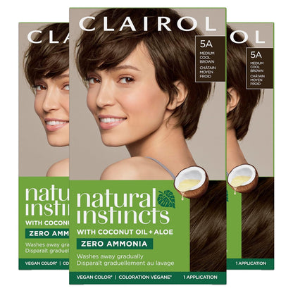 Natural Instincts Demi-Permanent Hair Dye, 5A Medium Cool Brown Hair Color, Pack