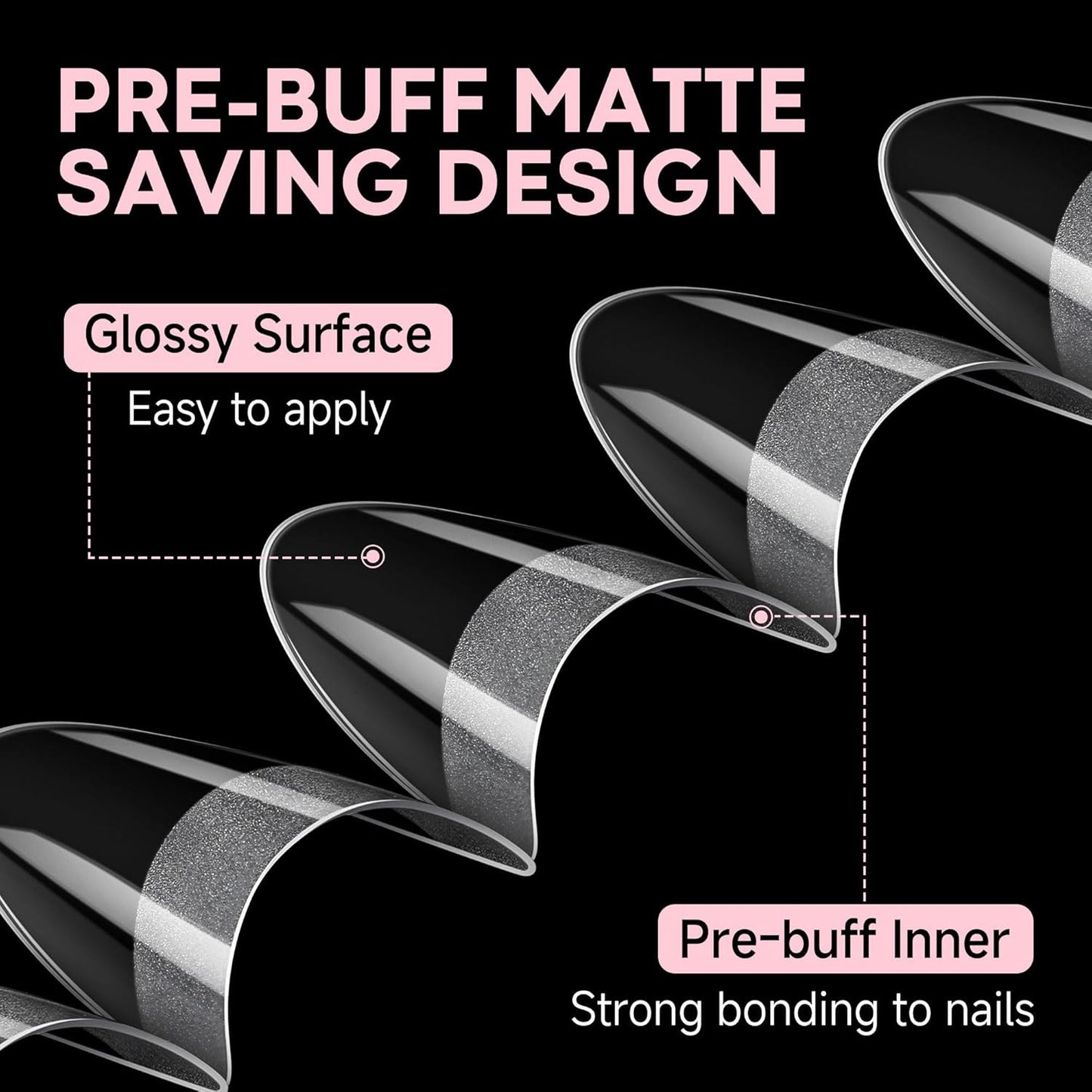 Almond Nail Tips, 312PCS Half Cover Almond Shape Nail Tips Soft Gel Tips 12 Size