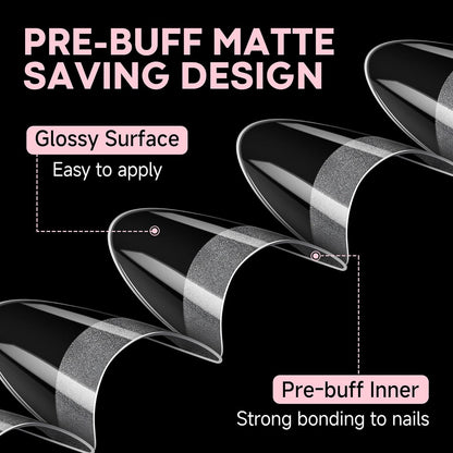 Almond Nail Tips, 312PCS Half Cover Almond Shape Nail Tips Soft Gel Tips 12 Size