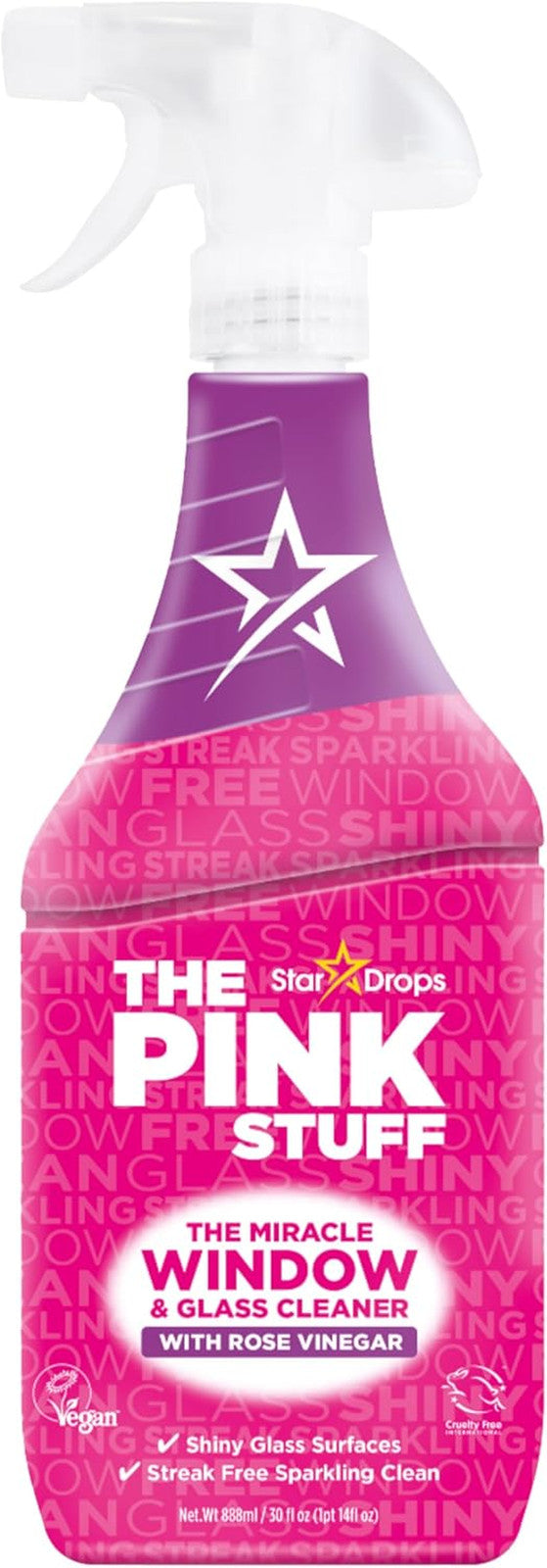 The Pink Stuff Miracle Window Cleaner Spray, 30 Fl Oz – Now 20% More! Streak-Fre