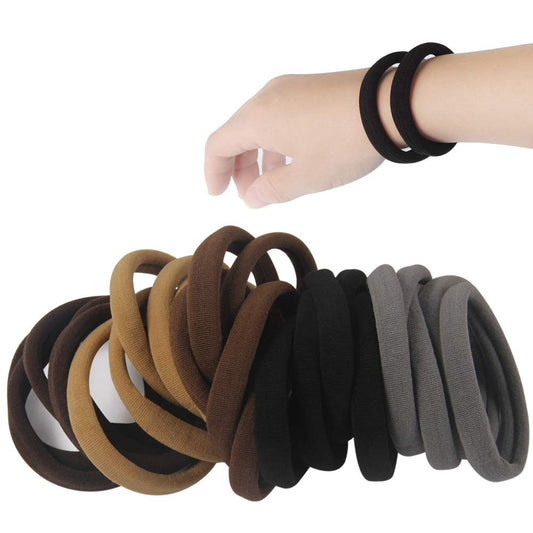 20 PCS Thick Seamless Hair Ties for Curly Heavy and Long Hair Brown Hair Elastic