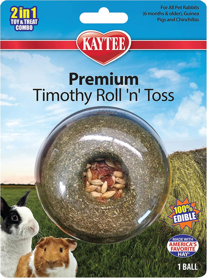Timothy Roll 'N' Toss Toy and Treat for Pet Rabbits, Guinea Pigs, and Chinchilla