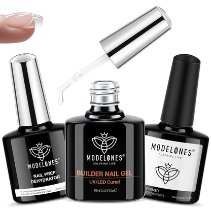 Nail Dehydrator and Primer & Builder Nail Gel, 3Pcs Prep Dehydrate & Bond Primer