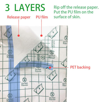 150 Pieces 3.1 X 3.1 in Stretch Waterproof Adhesive Bandages Transparent Film fo