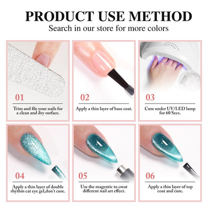 0.5 OZ Cat Eye Gel Polish with Magnet 15ML Holographic Glitter Shimmer Transluce